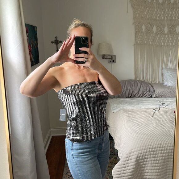 Forever 21‎ Skirt Tube Top Womens Size Large Mirror Sequin - Picture 3 of 10